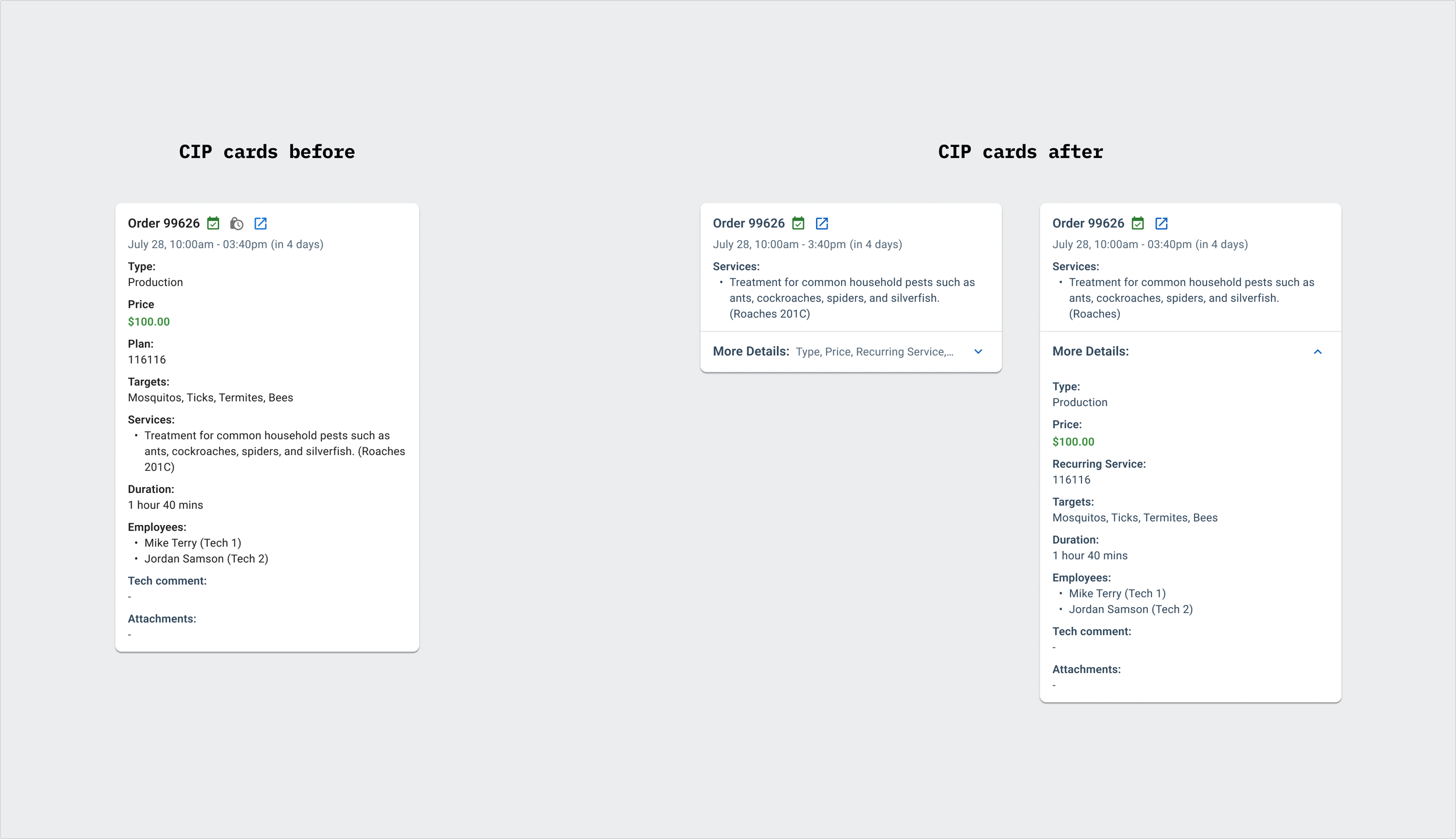 Card example updates
